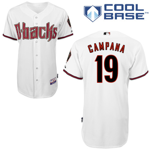 Tony Campana #19 MLB Jersey-Arizona Diamondbacks Men's Authentic Home White Cool Base Baseball Jersey